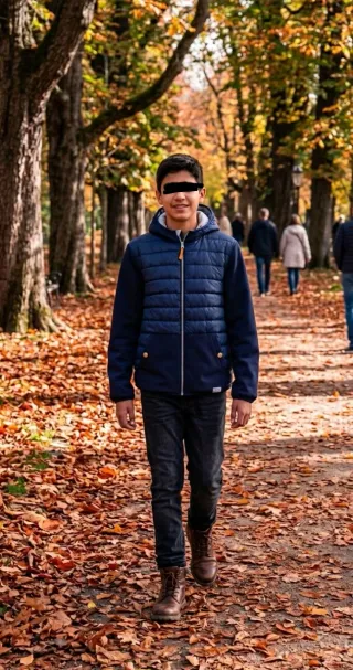 Cazadora acolchada azul con capucha talla 15-16