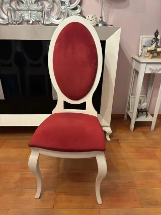 Sillas de comedor terciopelo rojo y blanco