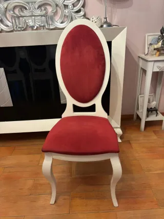 Sillas de comedor terciopelo rojo y blanco