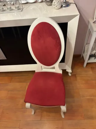 Sillas de comedor terciopelo rojo y blanco