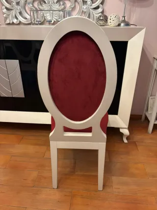 Sillas de comedor terciopelo rojo y blanco