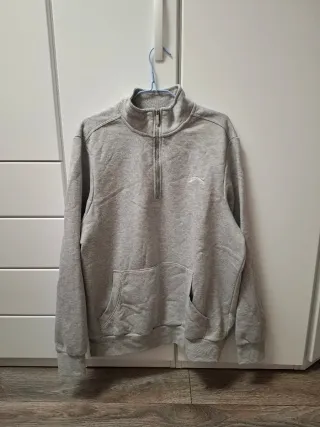 Sudadera gris media cremallera talla L