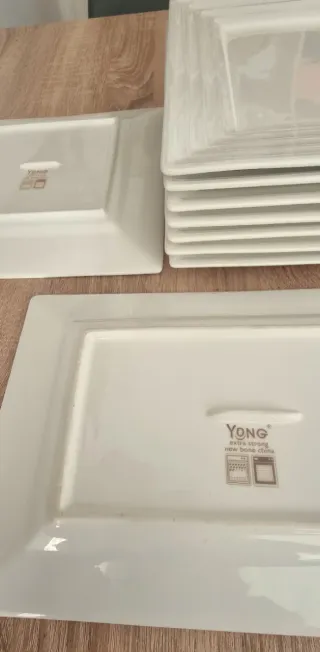 6 Platos Cuadrados Porcelana Blanca