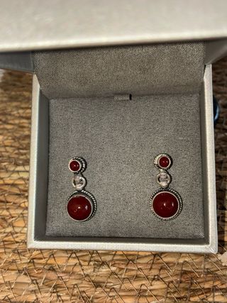 Pendientes Plata y Piedra Natural Marrón