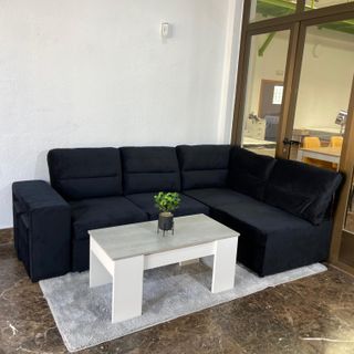 Nuevo sofa cama rinconera negro +2 puff