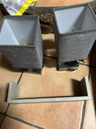 2 Lámparas Mesita Noche + Estantería