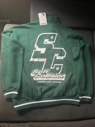 Sudadera Bershka verde cremallera alta - Talla M