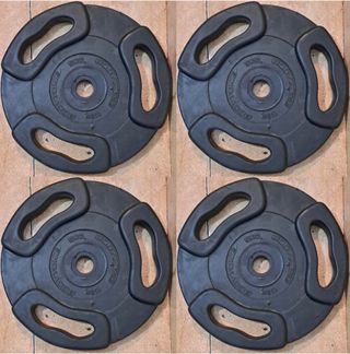 PESAS 4 DISCOS DE 5KG CAUCHO ASAS D 28MM y de 2.5K