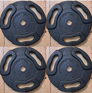 PESAS 4 DISCOS DE 5KG CAUCHO ASAS D 28MM y de 2.5K