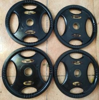 PESAS 4 DISCOS DE 5KG CAUCHO ASAS y 2.5K 1.25kg