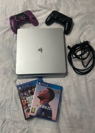 PS4 Slim 500GB + 2 mandos+ GTA V y FIFA 22 – Pack