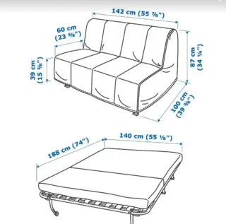 Sofá cama 1.40 con funda gris de La redoute.