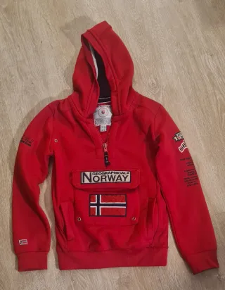 Sudadera Geographical Norway Roja. Talla 10 años