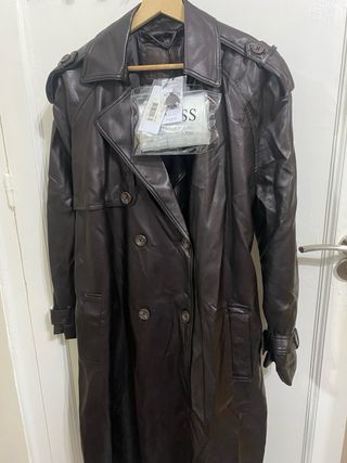 Guess Chaqueta Larga Mujer Marrón Nueva