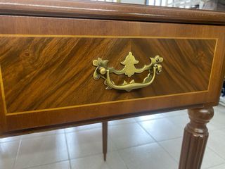 Mesa escritorio antigua madera y cuero