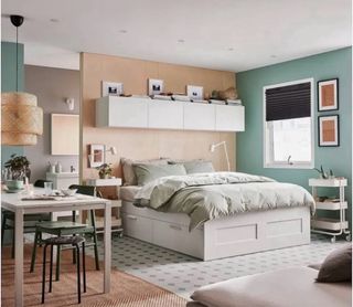 Estructura de cama, con almacenaje,