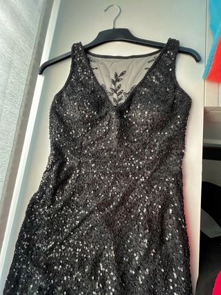 Vestido largo negro lentejuelas