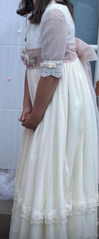 Traje de Comunión Blanco y Rosa