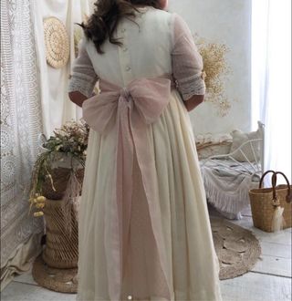 Traje de Comunión Blanco y Rosa