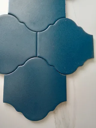 6 Azulejos de cerámica azul Made in Spain.