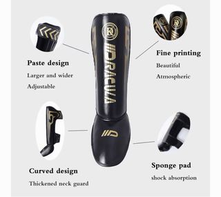 Espinilleras Kickboxing DRACULA Negras Doradas