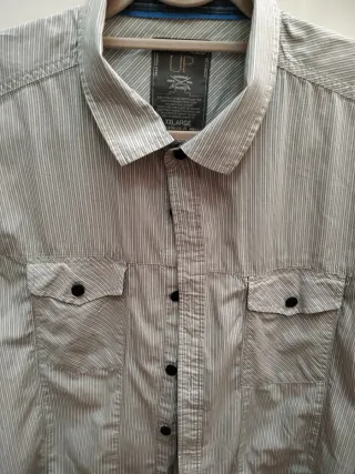 Camisa de rayas gris y blanca talla XXL