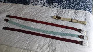 Cinturones trenzados (rojo, azul, beige y burdeos