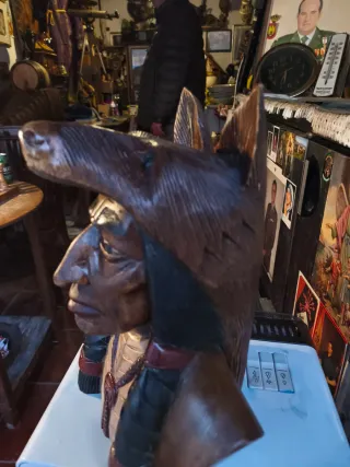 Busto Jefe Indio Talla Artesanal
