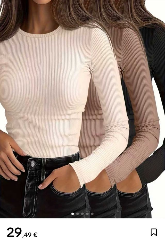 3 Tops Manga Larga Talla Única