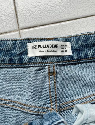 Calça de ganga azul perna larga