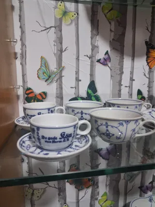 Antigua vajilla alemana porcelana azul y blanco