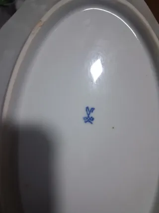 Antigua vajilla alemana porcelana azul y blanco