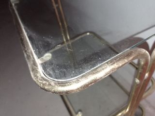 Mesita auxiliar metal y cristal