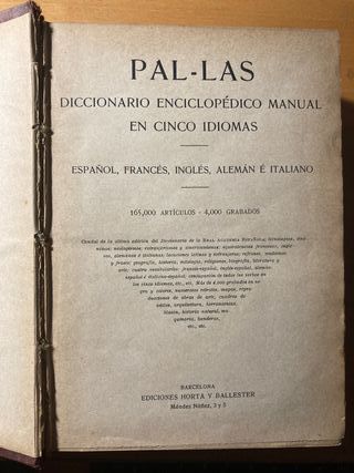 PAL·LAS - DICCIONARIO ENCICLOPEDICO - EN 5 IDIOMAS