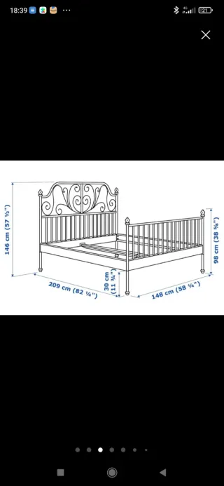 Cama Ikea 140x200 con colchón