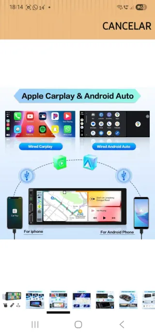 Radio Coche 1 DIN CarPlay Android Auto