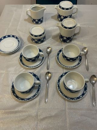 Juego Café Vintage Alvarez Porcelana Azul/Blanco