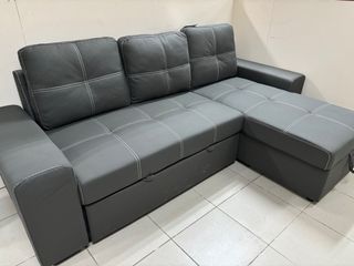 Sofá cama chaise longue gris con arcón