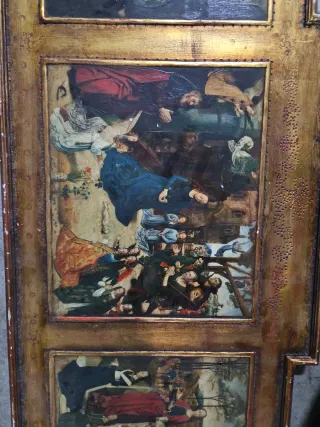 Cuadro religioso antiguo marco dorado