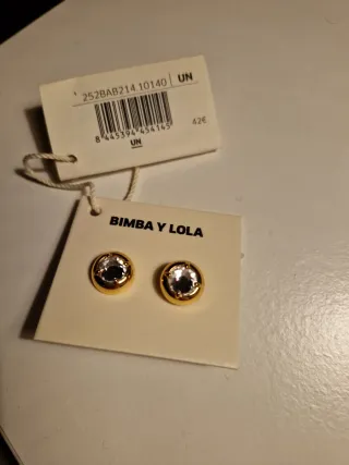 Pendientes Bimba y Lola dorados con cristal