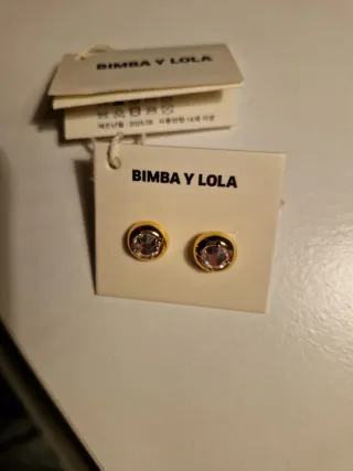 Pendientes Bimba y Lola dorados con cristal