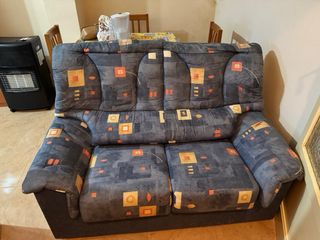 Sofá de 2 plazas azul y multicolor