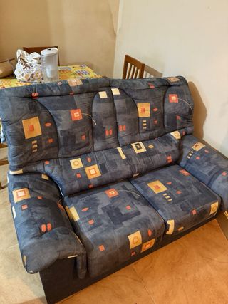 Sofá de 2 plazas azul y multicolor