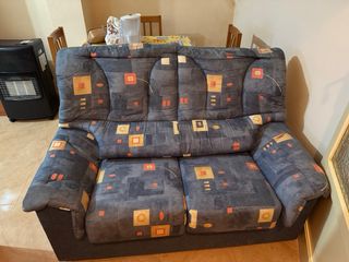 Sofá de 2 plazas azul y multicolor
