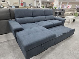 Sofá Cama Azul con Respaldos Reclinables