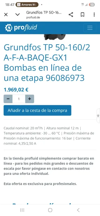 Bomba Grundfos TP 50-160/2