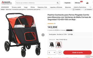 Cochecito para perros PawHut plegable rojo y negro