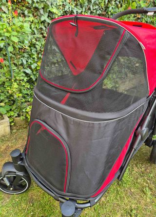 Cochecito para perros PawHut plegable rojo y negro