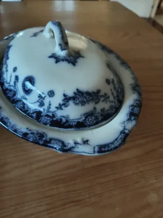 Fuente porcelana inglesa azul y blanca