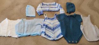 5 Conjuntos Ropa Bebé Punto Hechos a Mano 3-6 m